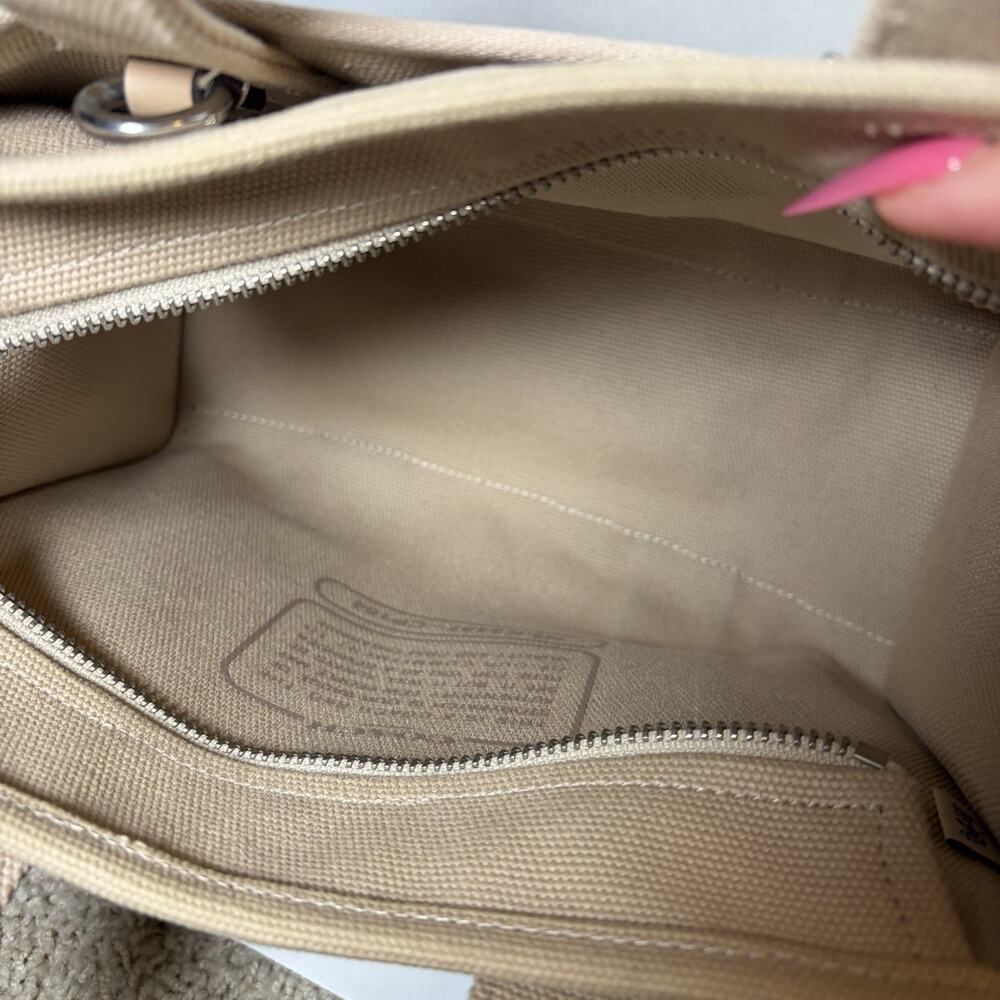 COACH Cargo Canvas Tote Crossbody Bag Silver/Natural Beige - Picture 7 of 8